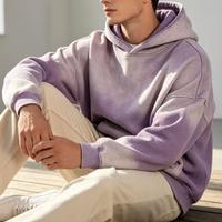Sweat à capuche ample en coton épais teint à la cire effet délavé pour homme, marque Make