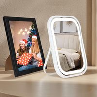 Miroir de Maquillage Portable Intelligent LED Argenté à Lumière d'Appoint, Contrôle Tactile à Intensité Variable, 3 Couleurs de Lumière