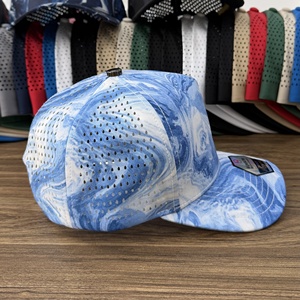 Casquette de golf imperméable à imprimé camouflage liquide, perforée au laser, respirante, à visière incurvée, style trucker, pour hommes et femmes - Product Image 5