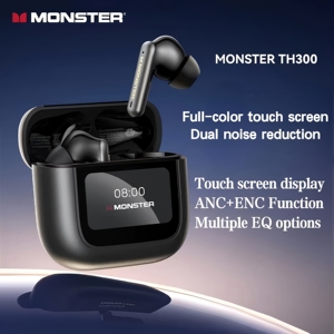 Tai nghe không dây thông minh <span class=keywords><strong>Monster</strong></span> TH300 2025, màn hình cảm ứng LCD LED, khử tiếng ồn ANC ENC, công nghệ TWS, phiên bản V5.4, kiểu đeo trong tai - Product Image 2