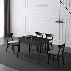 Ensemble de Table pliante, 1 Table et 4 chaises, en mélamine, rectangulaire, de Style italien, noir, vente en gros,