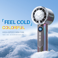 Ventilateur miniature à moteur sans balais avec sensation de toucher glacé, batterie au lithium 3000 mAh, transmission progressive à 199 vitesses, puissance du vent réglable