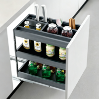 Accessoires de cuisine, panier coulissant en aluminium multifonctionnel avec finition laquée et glissière pour épices
