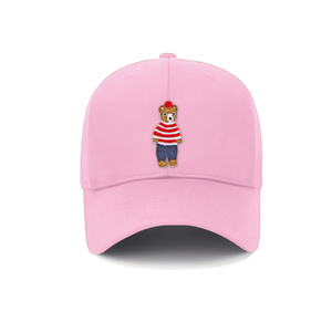 Sombrero bordado unisex clásico de 6 paneles de algodón 100% con parche de oso a rayas estilo callejero - Product Image 4