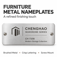 Plaque de mobilier en acier inoxydable gravée sur mesure, étiquette métallique avec logo, plaque signalétique pour armoire, placard, meuble, décoration d'identité de marque