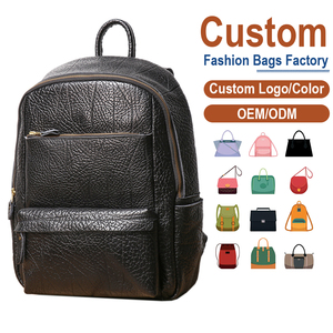 Modern Textured Genuine Leather <b>Rucksack</b> with Front Zip Pocket | Wholesale Factory Direct for E-commerce Startups - Product Image 1