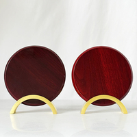 Plaques et récompenses rondes en bois de finition piano en gros, plaque en bois personnalisée avec support doré MH-MJ0628