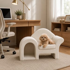 Sofá Cama <span class=keywords><strong>de</strong></span> Madera Moderno y Minimalista 2 en 1 para la <span class=keywords><strong>Convivencia</strong></span> entre Humanos y Mascotas, con Cueva Oculta, Asiento Acolchado Grueso, Diseñado para Gatos y Perros Grandes - Product Image 5
