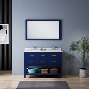 Meuble-lavabo de salle de bain autoportant moderne haut de gamme avec double vasque en céramique - Product Image 1