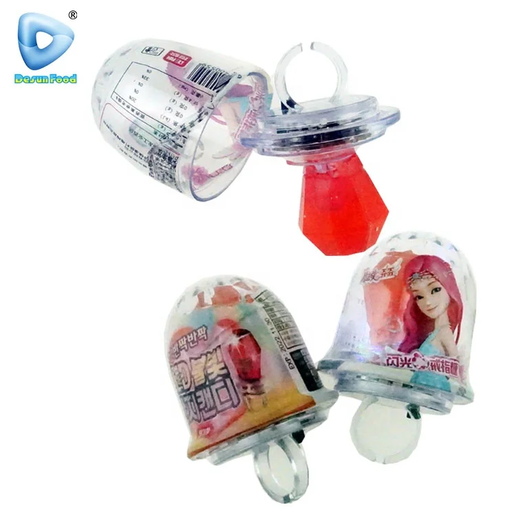 Toy Lollipop High-quality Sweet Diamond Light Up Ring Lollipop Hard Toy Candy