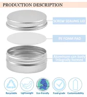 Boîtes en aluminium personnalisées imprimées 2oz, rondes, à filetage, pour pommade, crème, onguent, ornement, boîte de rangement métallique scellée