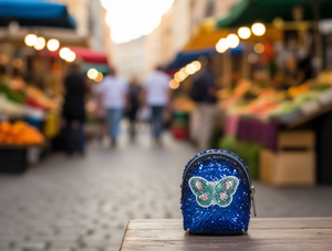 Butterfly Sequins <b>Backpack</b> Coin <b>Purse</b> 5 Inch Mini Zipper Closure Unisex Creative Style - Product Image 2