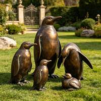 Sculpture de pingouin en bronze de grande taille RELONG, personnalisée pour l'extérieur, villa, parc, jardin