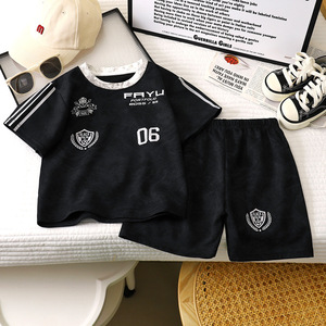 Ensemble <span class=keywords><strong>de</strong></span> <span class=keywords><strong>sport</strong></span> tendance pour garçons : Nouveauté été, vêtements pour enfants d'âge moyen, shorts et t-shirt à manches courtes - Product Image 3