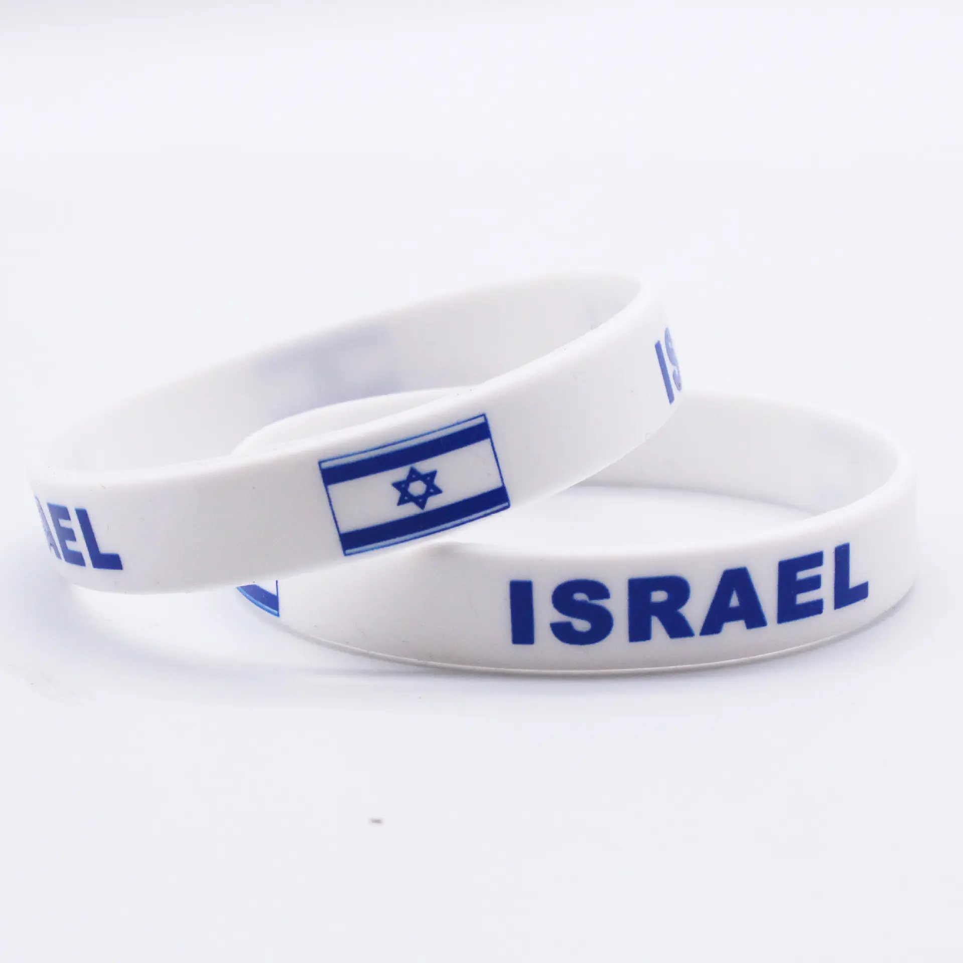 로고 맞춤형 고무 팔찌 프로모션 이스라엘 실리콘 팔찌 플래그 국가 실리콘 팔찌