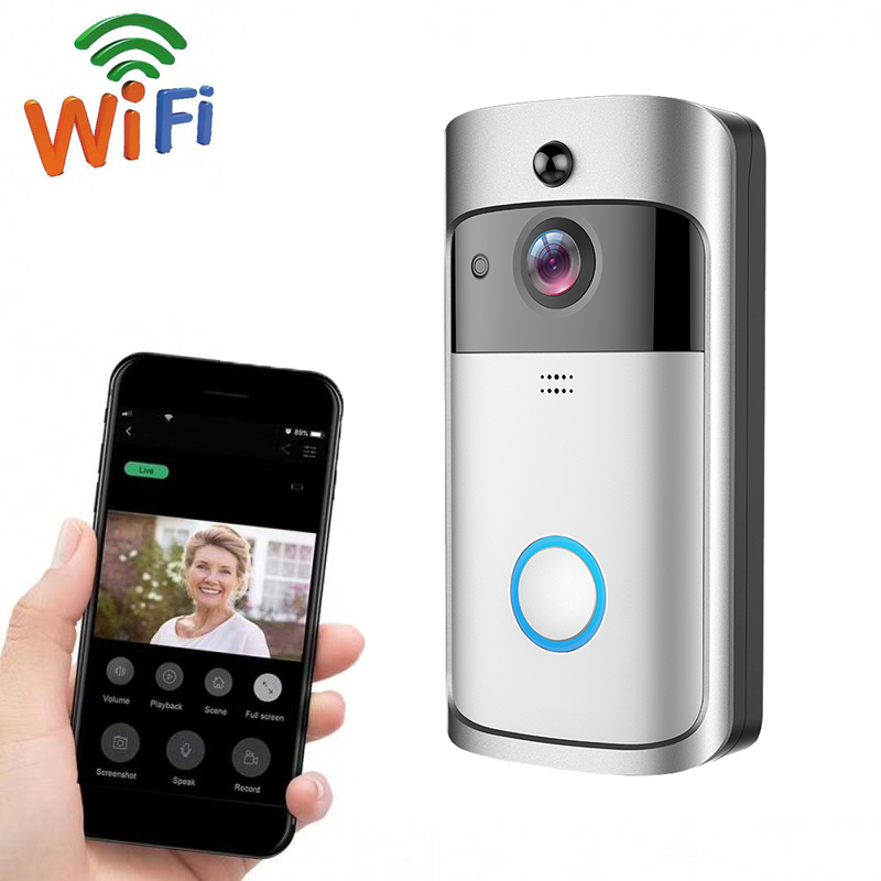 Умный дверной звонок с Wi-Fi, двухсторонний звук, удаленное управление с мобильного телефона, домашний мониторинг, беспроводная видеокамера, дверной звонок