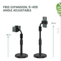 Support de Téléphone et Tablette Extensible et Rotatif, Support de Bureau Rotatif à 360° pour Diffusion en Direct, Prise de Vidéo, avec Base Ronde