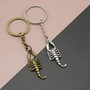 Porte-clés Scorpion <span class=keywords><strong>à</strong></span> nervures en alliage de <span class=keywords><strong>zinc</strong></span> argenté antique avec chaîne <span class=keywords><strong>à</strong></span> anneau fendu pour souvenir de rallye de motards du désert - Product Image 1