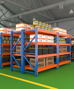 Système de stockage industriel de rayonnages à palettes sélectifs robustes en acier réglables, revêtement poudré orange et bleu, 2000-3000 mm - Product Image 3