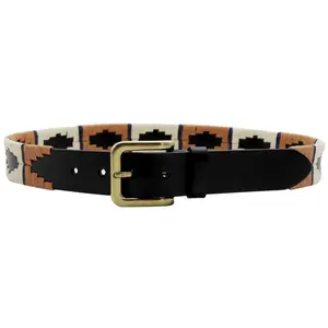 Custom Quality Equestrian Equine Polo Leather Belt for Men Pin Buckle Top Grain Leather Embroidery Sport Belt