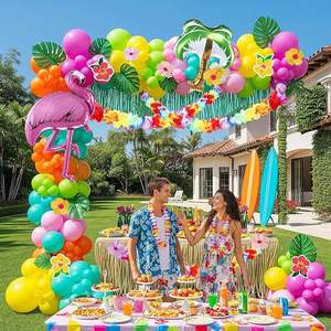 Kit d'arche de ballons sur le thème hawaïen, ballons <span class=keywords><strong>rose</strong></span> vif et orange pour les fêtes de bébé d'été, les fêtes à la piscine, les décorations de fête d'<span class=keywords><strong>anniversaire</strong></span> - Product Image 4