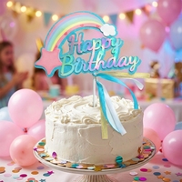 Wiederverwendbare Bogenförmige Regenbogen-Kuchendekorationen aus Papier für Kindergeburtstage und Desserttische