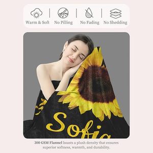 Couverture en flanelle à motifs de papillons et de tournesols, couverture de sieste, résistante à la décoloration, légère, pour les voyages et le camping - Product Image 1
