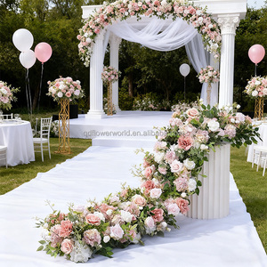 การจัดดอกไม้สีแดงกุหลาบส้มตกแต่งโต๊ะงานแต่งงานลูกบอลดอกไม้สำหรับเฉลิมฉลองวันวาเลนไทน์ - Product Image 5