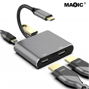4 in1タイプCからデュアルHDMI4K 30HZ USB <span class=keywords><strong>3</strong></span>.0 PD87WアダプターUSB3.1ハブマルチポートコンバーターUSB-CハブアダプターUSBCハブ - Product Image 2