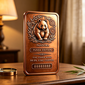 Barra de cobre de 1 kg, cobre puro, rectangular, para recuerdo, edición Panda. - Product Image 1