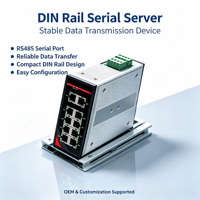 Serveur série 1 port DIN-Rail, passerelle RS485 vers Modbus TCP, COM virtuel et mode transparent, 12-24V DC, pour IIoT et SCADA