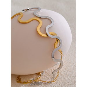 Jinyue 4831 nuovo arrivo collana a catena a onde d'oro impermeabile 316L in acciaio inox in metallo girocollo collana per le donne gioielli - Product Image 4
