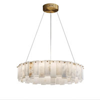 Nordique post-moderne minimaliste salon suspension en laiton hôtel villa lumière luxe espagnol naturel albâtre lustre