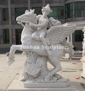 <span class=keywords><strong>Escultura</strong></span> de Mármol Blanco de Tamaño Real de una Chica Sexy con Caballo para la Venta - Product Image 5