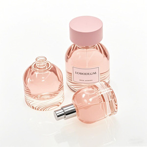 Botella de Perfume de Vidrio Transparente de Diseño Nuevo y Lujoso con Tapa Negra de 30 ml, 50 ml, 100 ml, Botellas de Perfume Redondas Vacías con Superficie Esmerilada - Product Image 1