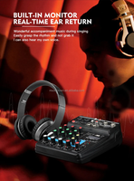 Console de mixage TU04 Enregistrement professionnel Mini 4 canaux Musique Son Audio Console DJ Mixeur de musique audio pour karaoké à domicile