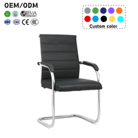 Chaises de salle de conférence, chaise de bureau moderne à pieds en métal, dossier haut, en cuir PU, chaise de visiteur pour bureau