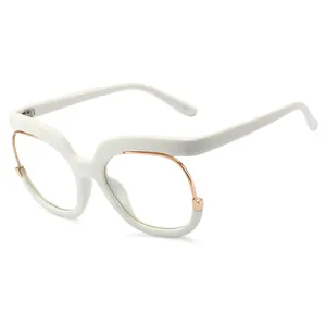 MS 92104 sıcak satış 2023 kadın yuvarlak çerçeve gözlük anti-blu-ray Metal gözlük çerçeve desen gravür tasarım moda