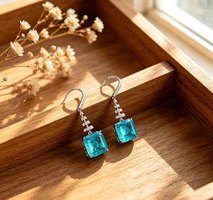 Colgante de Plata 925 con Paraiba Brillante, Lujoso, Ecológico, Moderno, Único, para Fiestas, Uso Diario, Regalo Sorpresa de Cumpleaños para Chicas - Product Image 5