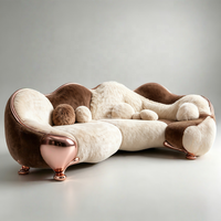 Canapé en velours en forme de nuage, style luxe léger, avec éléments artistiques en fibre de verre, mousse élastique haute densité, pour salon