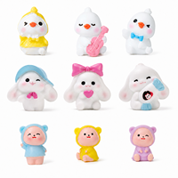 Figurines d'animaux miniatures en résine mignonnes et kawaii, styles variés (lapin, poussin) pour micro-paysages, maisons de poupées et loisirs créatifs DIY - Vente en gros