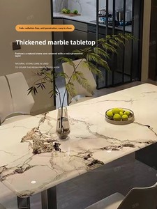 Thiết Kế Hiện Đại Thép Không Gỉ Bàn Ăn Đặt Với Thiêu Kết Đá Hàng Đầu Ghế Đồ Nội Thất Nhà Với Gỗ Bảng Điều Chỉnh Phong Cách Kim Loại Cơ Sở - Product Image 5