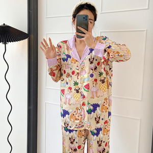 Versione coreana del bel temperamento moda Zhao Lu Si <span class=keywords><strong>Star</strong></span> con pantaloni lunghi a maniche lunghe pigiama femminile dolce casa per il tempo libero - Product Image 3
