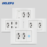 DELEFU Prise USB en plastique blanc modèle brésilien 118 10A/20A avec Type-C 20W FastA