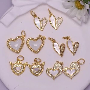 Pendentif Cœur en Nacre Plaqué Or 18 carats, Composants de Bijoux DIY pour Collier Bracelet, Vente en Gros - Product Image 2