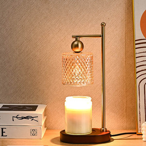 Chauffe-bougie en verre LANJO avec minuterie et fonction de gradation, lampe chauffe-bougie à hauteur réglable avec poteau en métal doré - Product Image 1