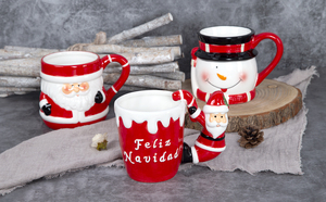 HAPPY GO Tema navideño Tazas de cerámica Juegos de tazas Diseño moderno de dibujos animados Accesorios para el hogar para una colección completa de vajilla - Product Image 2