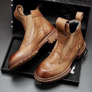 Autumn Men's Retro Leather Boots Top Quality Outdoor Boots Handmade Cowhide Boots Uniquely Designed Shoe Styles - Product Image 4