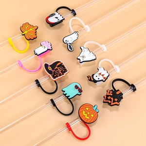2025 Halloween 10MM paja Topper silicona bruja sombrero tela de araña cubierta de paja reutilizable fiesta taza decoraciones regalo paja Topper - Product Image 2