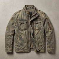Veste de travail matelassée en toile verte avec fermeture éclair, col montant, multi-poches, respirante, coupe ample, style décontracté vintage, OEM ODM